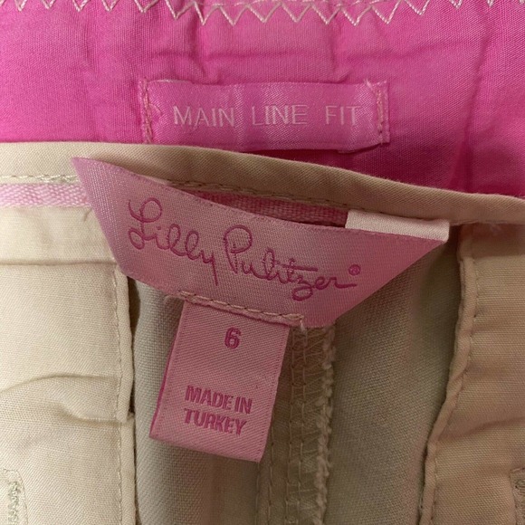 LILLY PULITZER Sz 6 Women Khaki Main Line Fit Cropped Chino Capri Pants Jeans - Picture 4 of 9